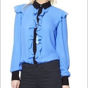 NWOT ruffle trim sheer long sleeves blouse